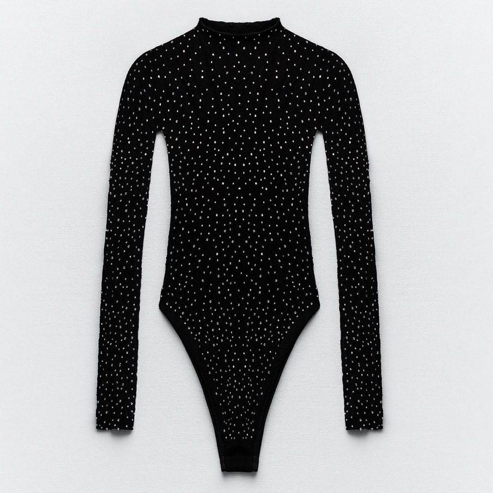 ZARA Limitless Collection 7901/888/800 Mesh Seamless Rhinestone Bodysuit XS-S